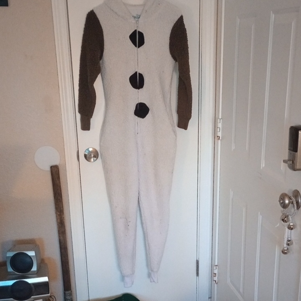 Cozy White and Brown Onesie with Black Accents